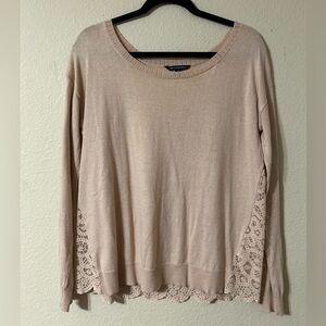 American Eagle Outfitters Pale Pink Knit Sweater With Floral Back Detailing